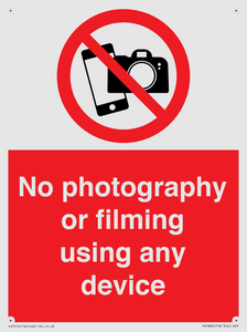 No photography or filming using any device